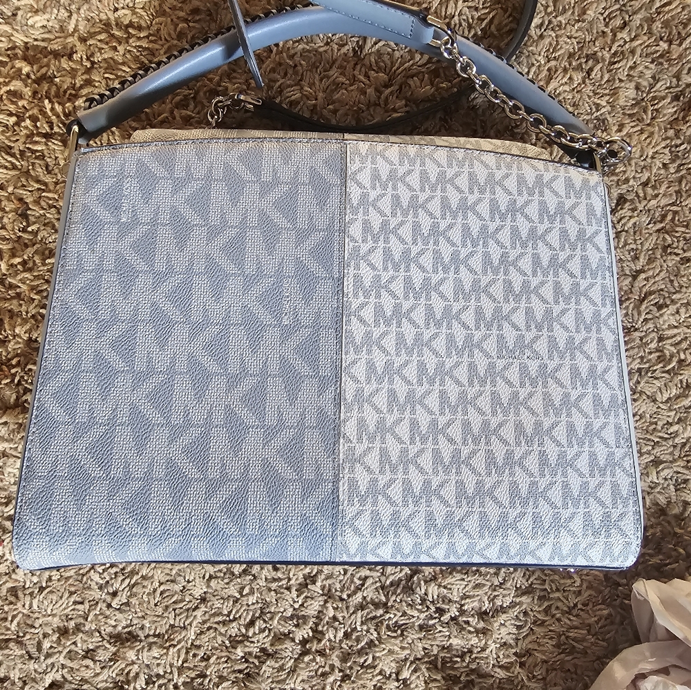 Michael Kors Blue Monogram Shoulder Bag - Picture 5 of 8